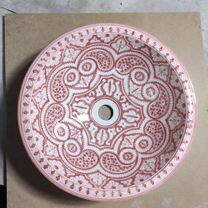 Bathroom vessel sink - basin ceramic 100% handmade pink colour- modern bathroom- mid century modern Flair