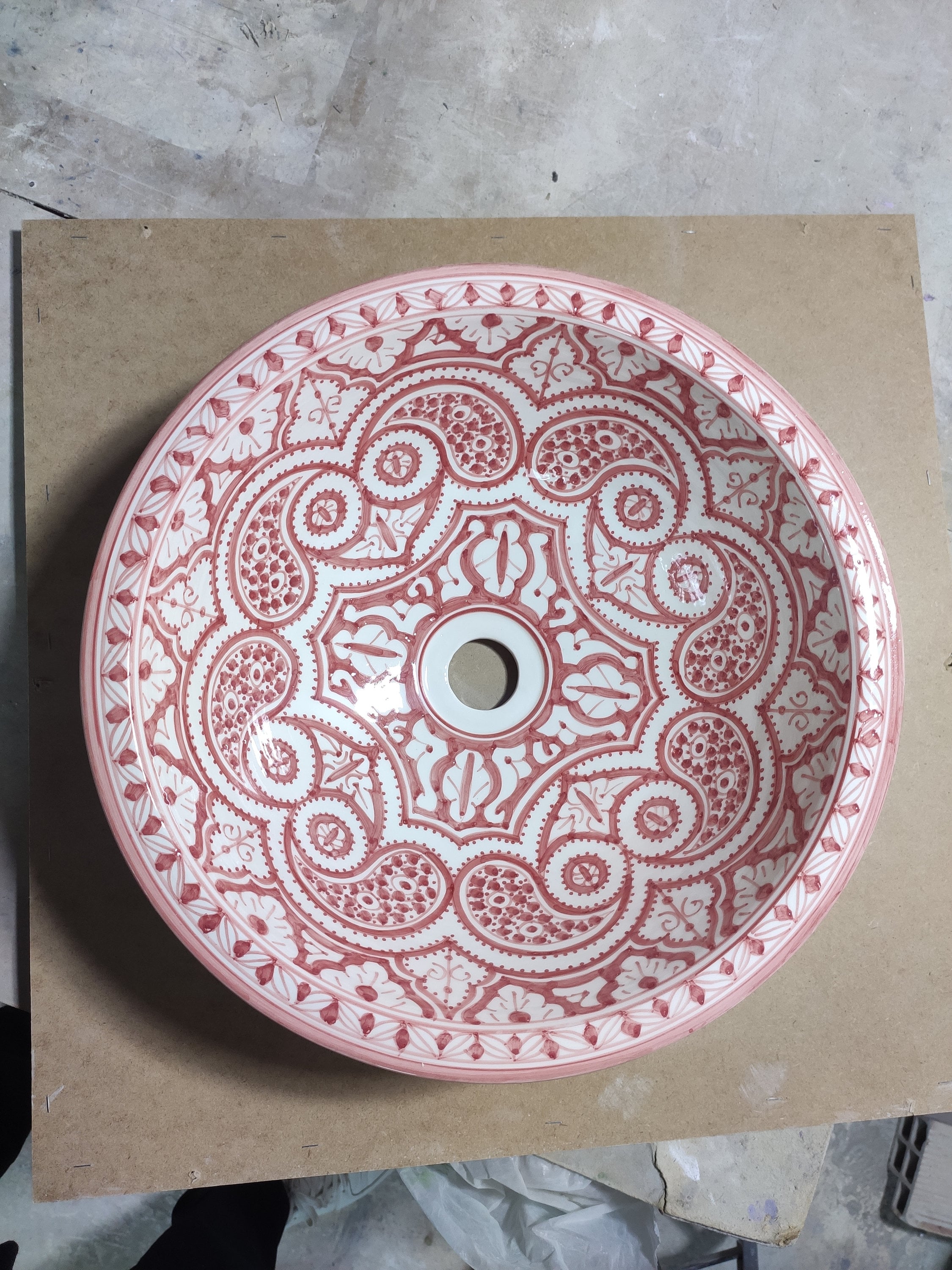Bathroom vessel sink - basin ceramic 100% handmade pink colour- modern bathroom- mid century modern Flair
