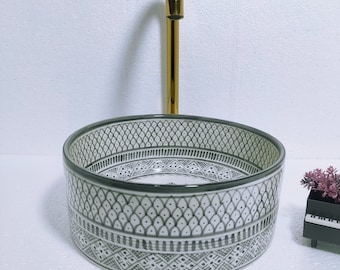 Bathroom vessel sink light grey - latest trending ceramic basin- modern bathroom Sinkstar style- mid century modern Flair