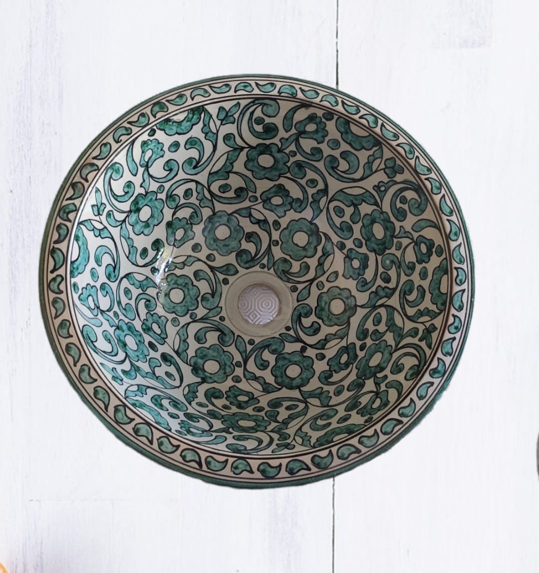 Emerald Green Washbasin Ceramic Vessel Sink One Whole for Etsy