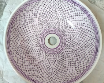 Handmade Purple Ceramic Vessel Sink, Moroccan Bathroom Decor
