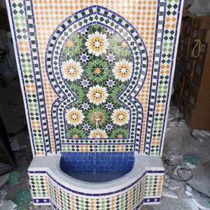 High quality Mosaic Fountain multicolores for Outdoor and Indoor, Mid Century wall Fountain , Moroccan Mosaic Fountain natural shade