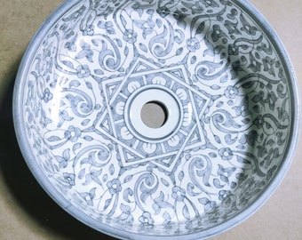 Bathroom vessel sink light grey - basin ceramic 100% handmade - modern bathroom- mid century modern Flair