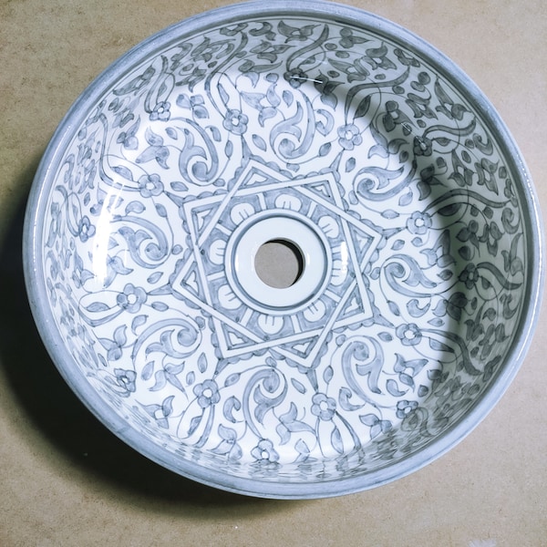 Bathroom vessel sink light grey - basin ceramic 100% handmade - modern bathroom- mid century modern Flair