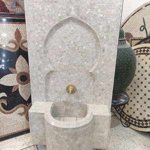 White High quality Custom Mosaic Fountain for Outdoor and Indoor, Mid Century wall Fountain , Moroccan Mosaic Fountain