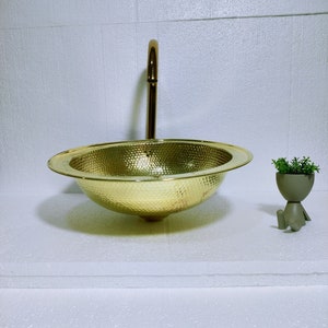 Round Custom made Hammered Brass undermount kitchen sink,bar sink,unlacquered Brass kitchen sink, bathroom sink-  Undermount/Surface sink