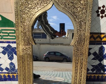 Italian Brass Wall Mirror: Antiqued Gold, Butterfly Irregular Mirror