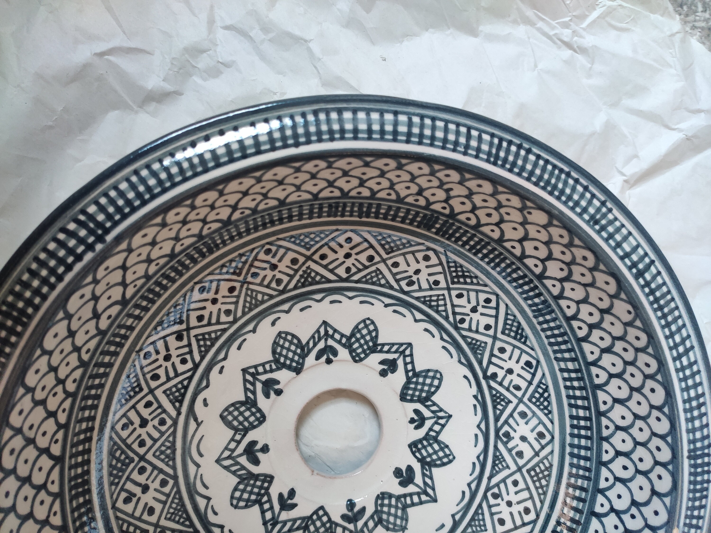 Teal Handmade Bassin Sink It Has One Whole the Design is Scales Fish ...