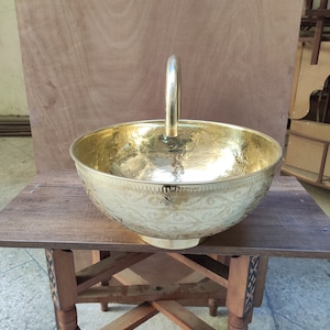 Round Custom made Hammered Brass undermount kitchen sink,bar sink,unlacquered Brass kitchen sink, bathroom sink-  Undermount/Surface sink