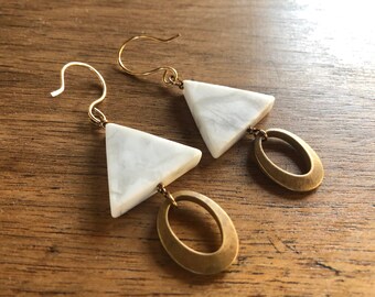 Magnesite & Brass Earrings