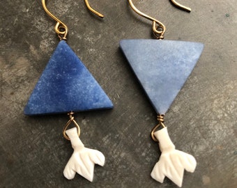 Blue Aventurine & Bone Earrings