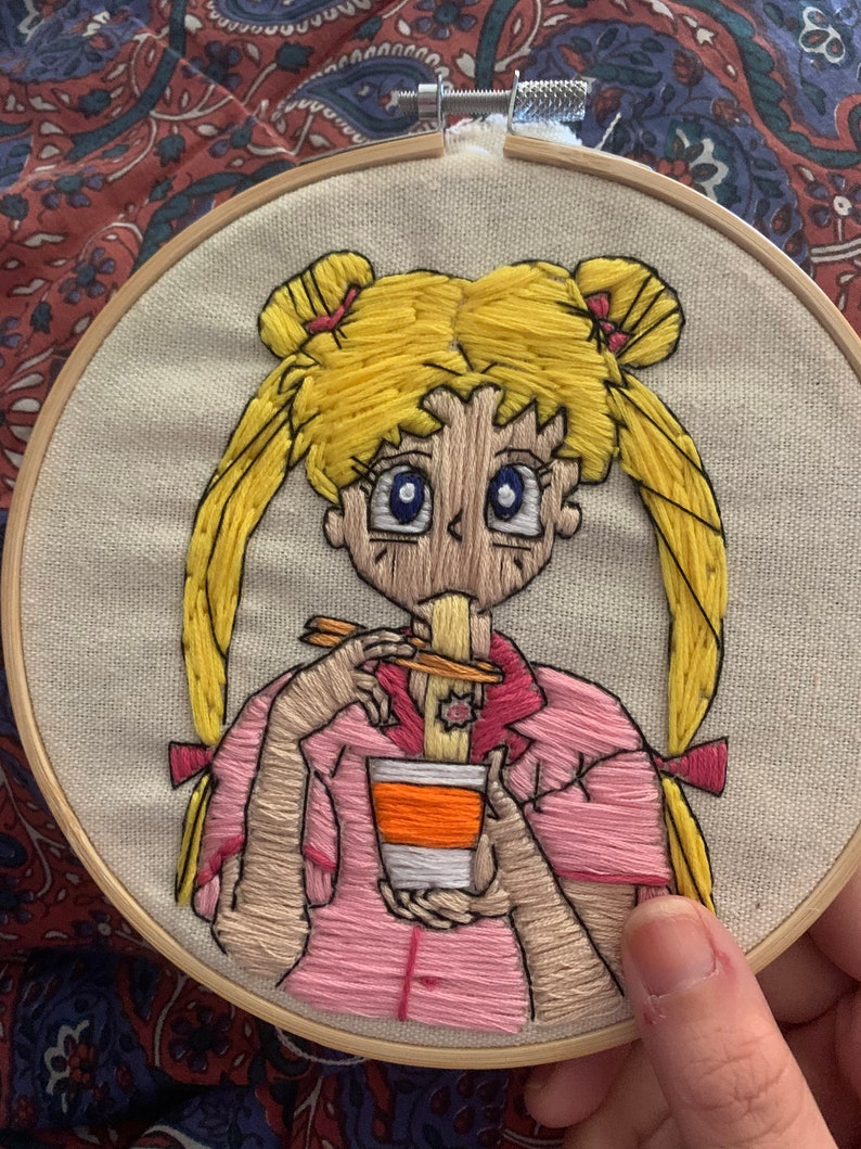 Sailor Moon Ramen / Anime / Hand Stitch Embroidery / Hoop Art | Etsy