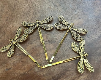 A Dragonfly Hair Pin Set of 4.  Hair pins. Available in silver  vintage gold.