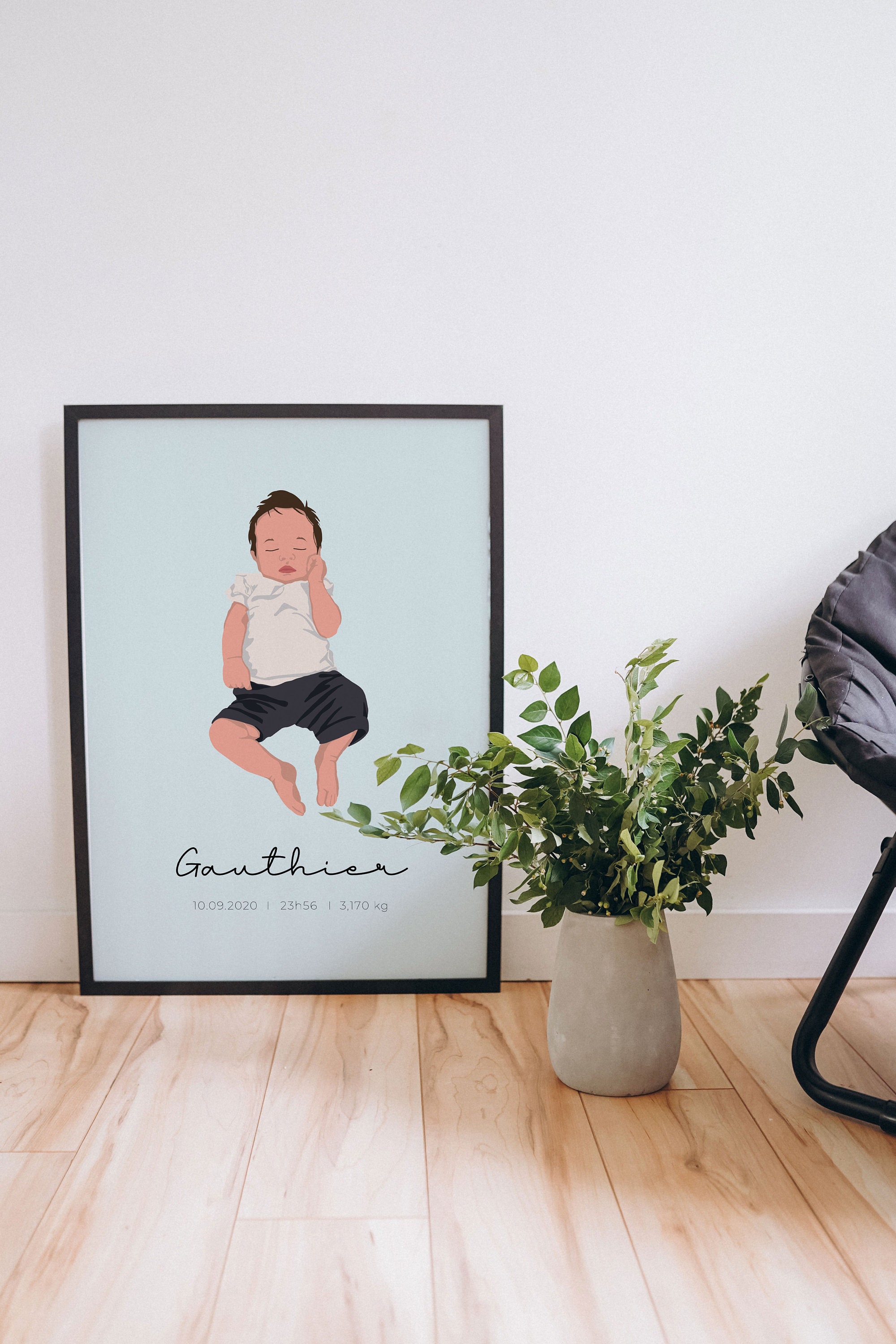 Dessin Personnalisé - Portrait/Affiche de Naissance