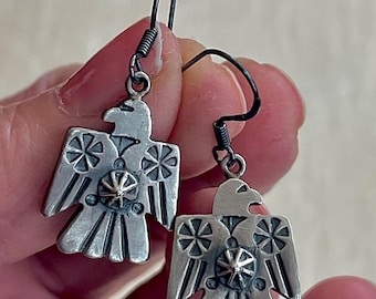 Vintage Southwestern Sterling Silver Thunderbird Earrings