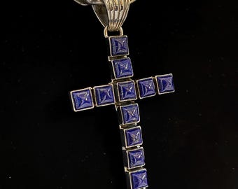 Vintage Southwestern Lapis Lazuli Cross Pendant by Dan Dodson