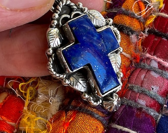Vintage Dan Dodson Lapis Lazuli Cross Pendant