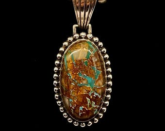 Vintage Southwestern Nevada Turquoise Oval Pendant by Dan Dodson