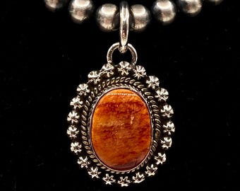 Vintage Dan Dodson Orange Spiny Oyster Oval Pendant