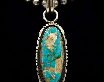 Royston Turquoise Navajo Oval Pendant by Nila Cook Johnson