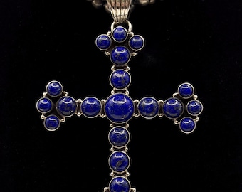 Vintage Dan Dodson Lapis Lazuli Southwestern Cross Pendant