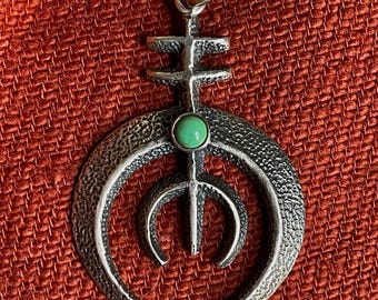 Vintage Dan Dodson Tufa Cast Turquoise Naja Pendant