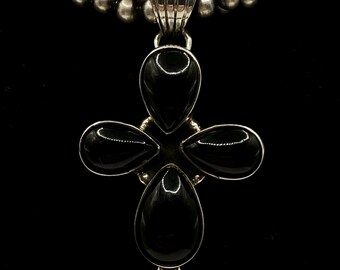 Vintage Dan Dodson Black Onyx Cross Pendant
