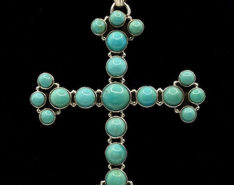 Vintage Dan Dodson Turquoise Cross Pendant