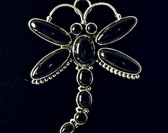 Vintage Dan Dodson Onyx Dragonfly Pendant