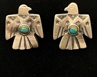 Vintage Dan Dodson Turquoise Thunderbird Earrings