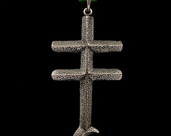 Tufa Cast Sterling Silver Naja Pendant by Aaron Anderson, Navajo