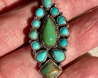 Vintage Southwestern Turquoise Teardrop Cluster Pendant by Dan Dodson