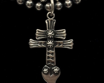 Vintage Sterling Silver Pueblo Dragonfly Isleta Cross Pendant by Dan Dodson