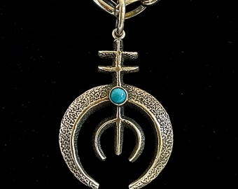 Vintage Southwestern Tufa Cast Turquoise Naja Pendant by Dan Dodson