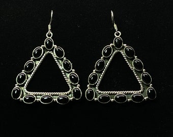 Vintage Dan Dodson Onyx Triangle Earrings