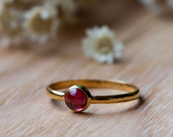 Janus ring - Sterling silver Garnet stacking ring - Natural Garnet - Handmade jewelry