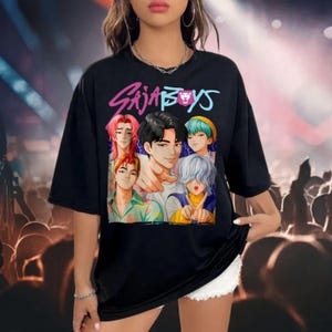Retro SajaBoys Kpop Demon Hunters T-Shirt, Kpop Shirt, Anime Manga Style Tee, Kpop Boy Band Shirt, Demon Hunter Merch, Kpop Fan Gift Shirt