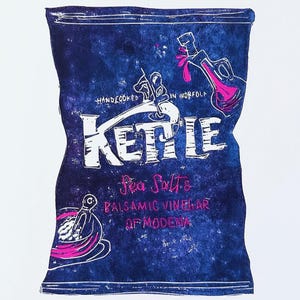Kettle Crisps Salt and Vinegar A4 Lino Print - Handmade Art for Foodies, Art for Snack Lovers