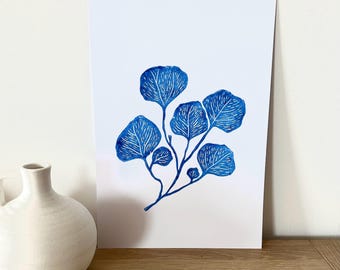 Eucalyptus Leaves A4 Lino Print - Perfect Art for Nature Lovers