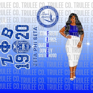 1 Zeta Sorority Zeta Phi Beta Skinny Tumbler Sublimation PRINTABLE PNG, Tumbler, Digital download