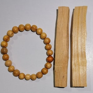 1 Palo Santo BRACELET + 2 PALO SANTO Sticks. Aromatic Protective Bracelet. Cleanses Energy. Authentic Incense Peru. Handmade & Sustainable