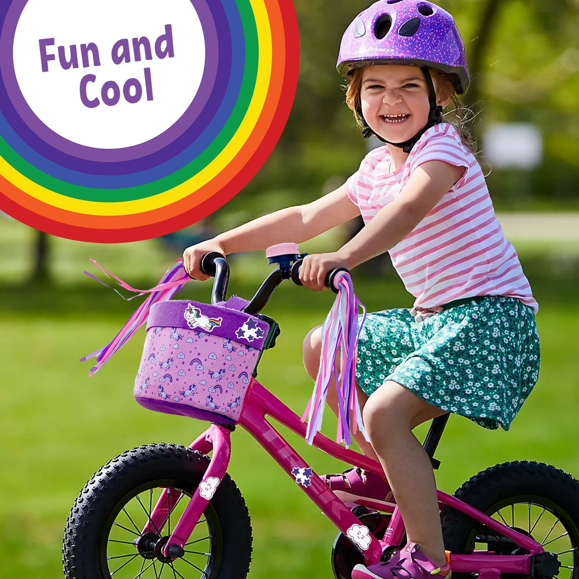 Beautiful Kids Bike Basket with Unicorn Streamers Pink Child Etsy