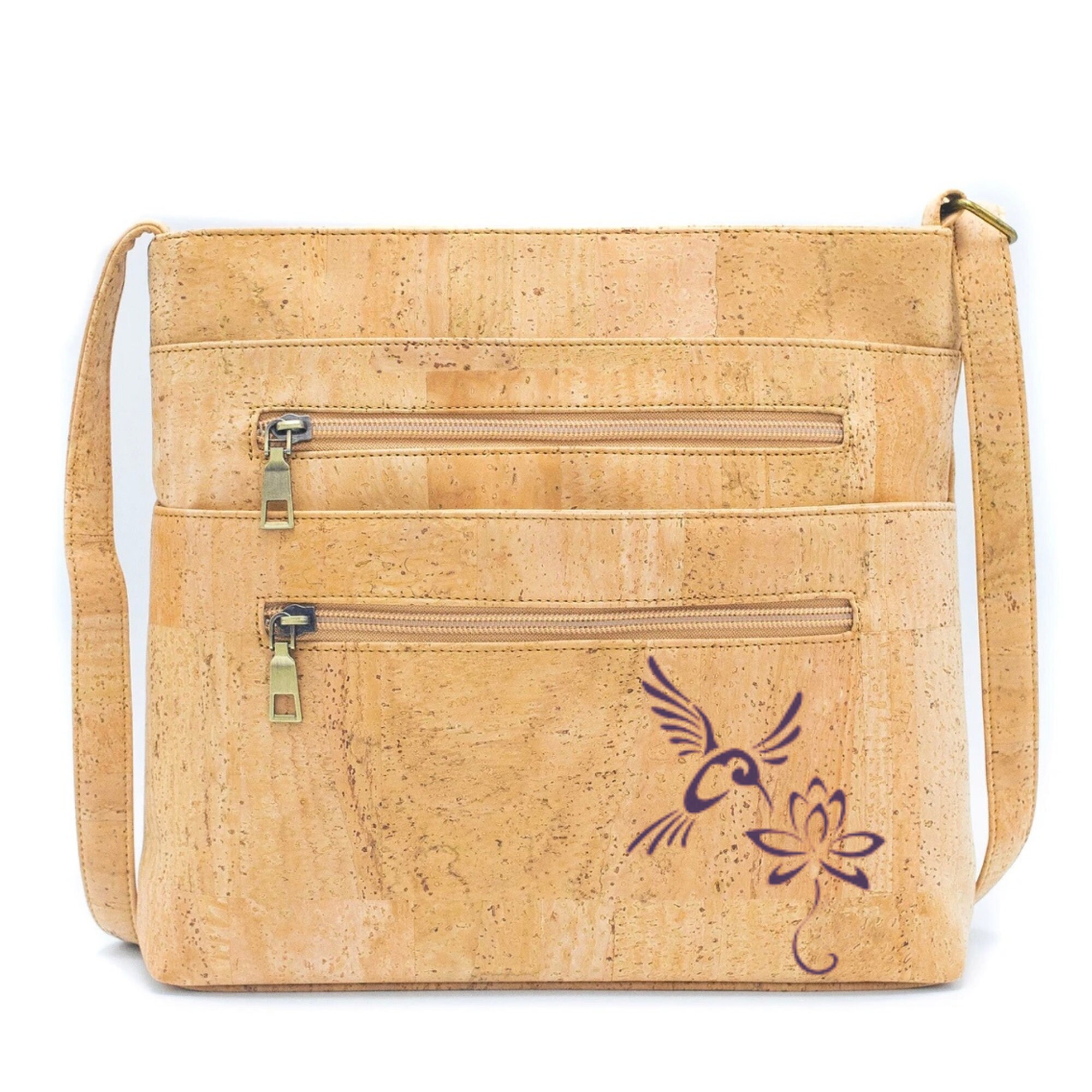 A8-3 Zip Crossbody Cork Handbag in Teal and Spring Flower Pattern – Sew  Corky