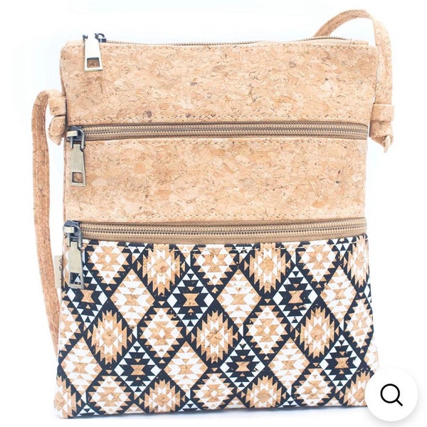 Cool Retro Bag, Small Cork Crossbody Purse, Multiple Patterns Available, Designer Handbags, Vegan Leather Purse, Travel Purse Small