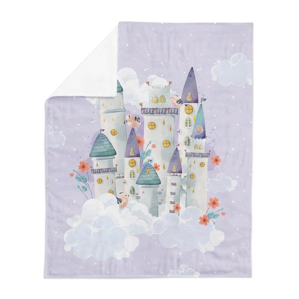Big Princess Castle Fabric Panel, Fairy Tale Fabric, Girly Cotton Fabric Decor Quilt Crafts - 100% Cotton - ~30" x 40" (75 cm x 100 cm)