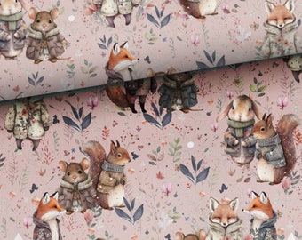 Tissu douillet animaux de la forêt d'automne, tissu d'automne par demi-mètre, couette décorative pour vêtements en tissu des bois - tissé 100 % coton ou éponge coton 95