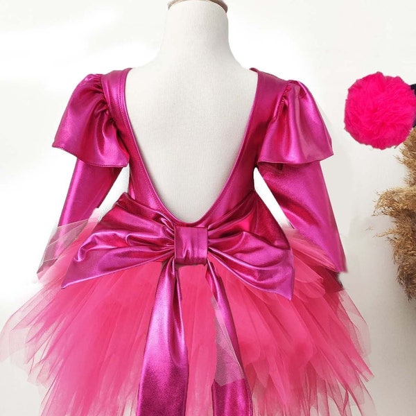 Toddler Hot Pink Tulle Dress, Princess Girl Dress, Pink Tutu Dress, Hot Pink Girl Dress, Birthday Outfit, Toddler Pink Dress