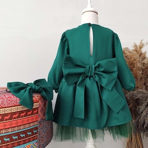 Robe fille enfant en bas âge, robe bébé fille, robe tutu vert fille, robe tulle vert fille, robe de fille de fleur verte image 1