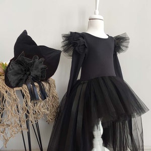 Black Girls Witch Costume, Toddler Halloween Gothic Dress, toddler witch costume, Black Tutu Dress, witch costume kid, Express Shipping