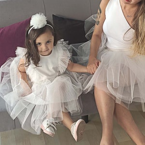 Toddler Girl White Dress, Birthday Tutu Dress, Girl&#39;s Birthday Dress, Photoshoot Outfit, White Photoshoot Dress, Birthday Outfit
